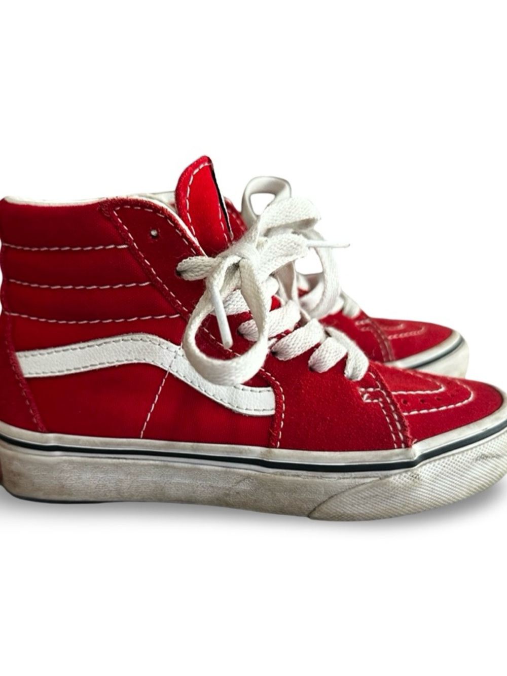 Vans Red Sk8-hi High-Top Sneakers with White Side Stripe | Size 12